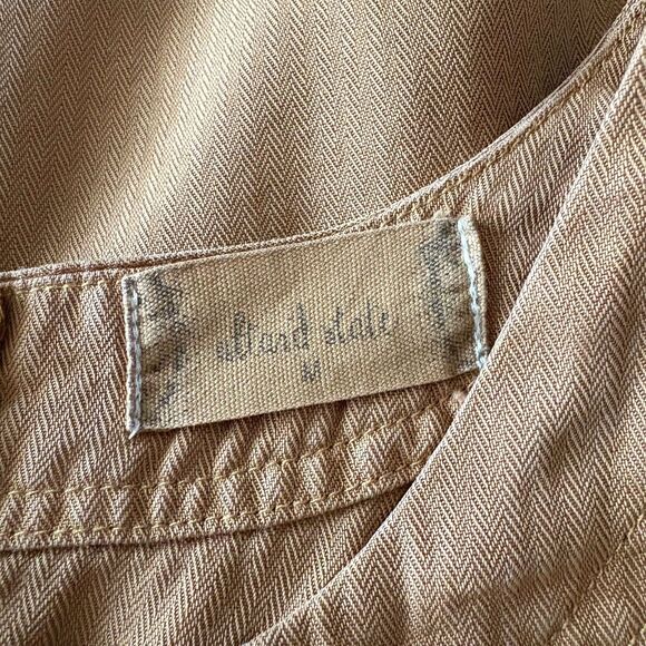 Altar'd State Button Back Tank Top Frayed Fringe Trim Mustard Yellow Size Medium - Picture 3 of 4